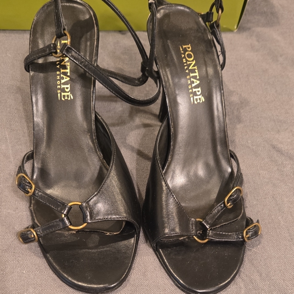 Black Women's Sandals Sexy- Purchased In Spain. Needs New Heel Caps.